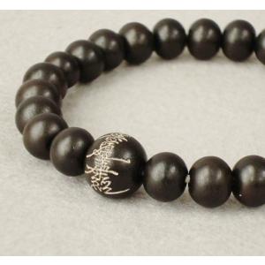 数珠ブレスレット 女性用 男性用 黒檀素挽 共玉 ８mm玉 Pケース入 ネコポス送料無料 御題目彫親...