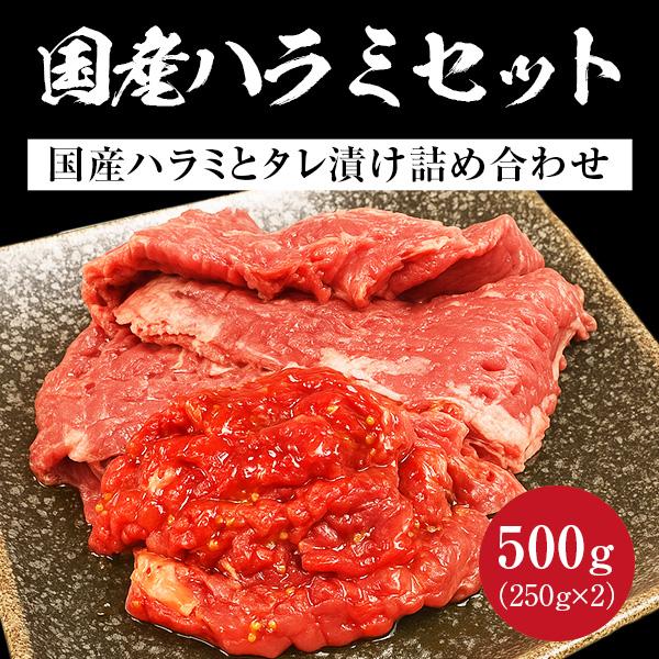 国産ハラミ×特製だれ漬け 組み合わせセット 500g（250×2）九州産 タレ漬け ハラミ 柔らか加...
