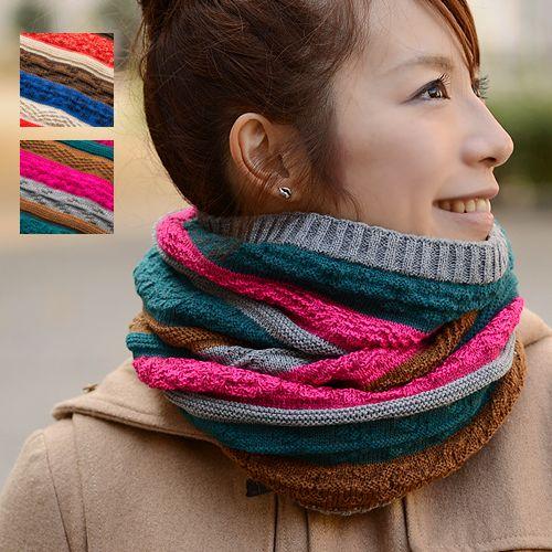 マルチバンプ ボーダー ネックウォーマー スヌード ニット マフラー メンズ レディース 男女兼用 ...