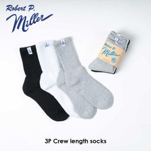 【爆買】Robert P.Miller ロバート ピー ミラー 3P Crew length socks 靴下 メンズ レディース グレー 白 黒 セット アウトドア キャンプ