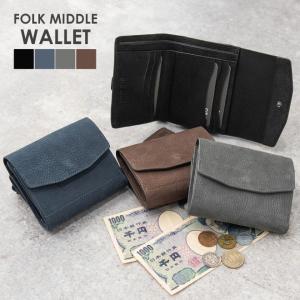 【爆買】CIE シー FOLK MIDDLE WALLET ミニ財布 レザー 革 経年変化 メンズ レディース 黒色 ブラック