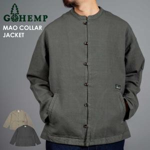 GOHEMP（ゴーヘンプ） NO COLLAR JACKET/PIN STRIPE HERRINGBONE