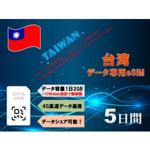 台湾 eSIM プリペイドSIM SIMカード 1日2GB利用 5日間 4G LTE データ通信のみ可能プリペイドeSIM テザリング可能 海外旅行 出張 一時帰国｜nalatino