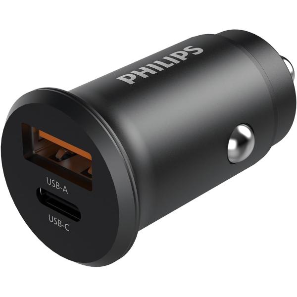 Philips (フィリップス) 2ポート かーチャージャー 30W急速充電 PD&amp;QC対応 シガー...