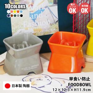 早食い防止 フードボウル 犬 猫 陶器 おしゃれ 日本製 食器 名入れ ペット 犬用 猫用 送料無料 高台傾斜カラーフードボウル  全10色｜name-yudachigama