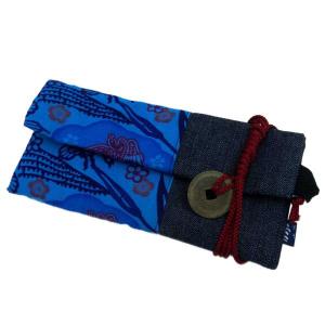 namino-oto 昔ながらの和財布 琉球道中財布 寛永通貨 古銭付 鳥雲青