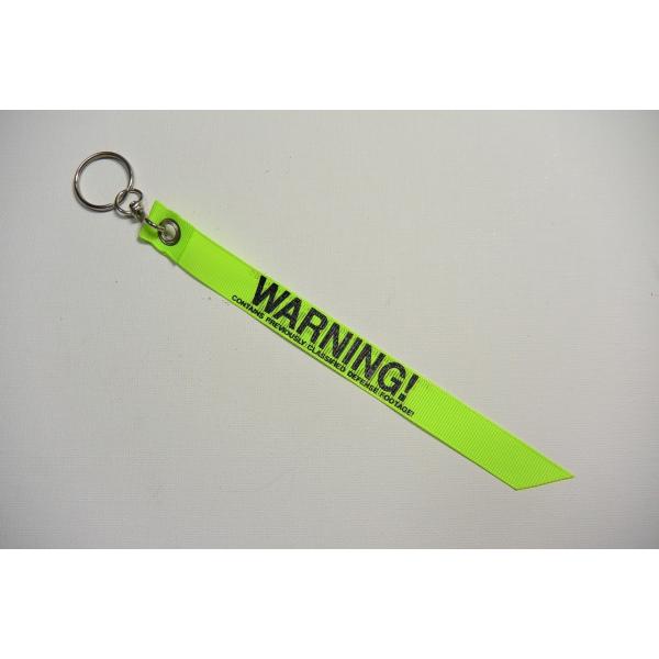 【キーホルダー】WARNING（注意）　【グリーン】リボンタイプキーホルダー（WARNING Key...