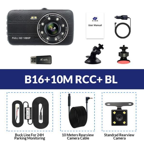 E-ACE 車Dvr 4inc フルHD ドライブレコーダー B16-10M RCC-BL With...