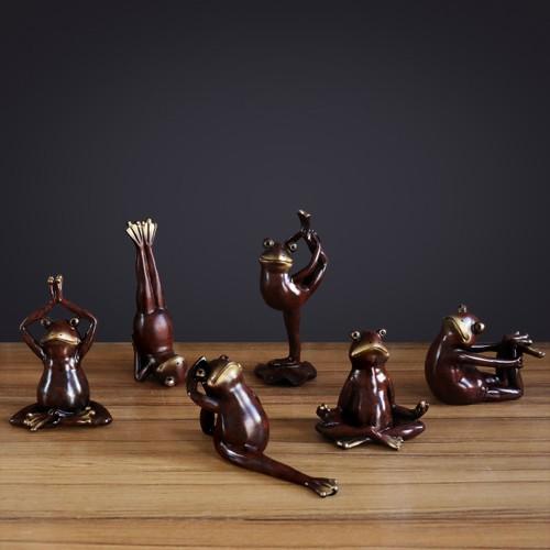 6個セットヨガ カエル 置物 彫刻 ヨーロッパ 洋風インテリア Ruby Red