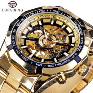 Forsining メンズ 海外腕時計 機械式時計 トゥールビヨン ダイヤルデザイン Black Golden｜namo