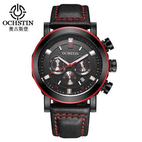 男性 腕時計 スポーツウォッチ OCHSTIN 本革 ミリタリークロノグラフ クォーツ時計 Masc...