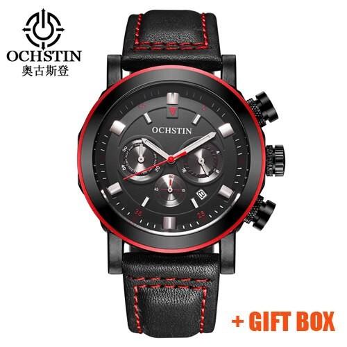 男性 腕時計 スポーツウォッチ OCHSTIN 本革 ミリタリークロノグラフ クォーツ時計 Masc...