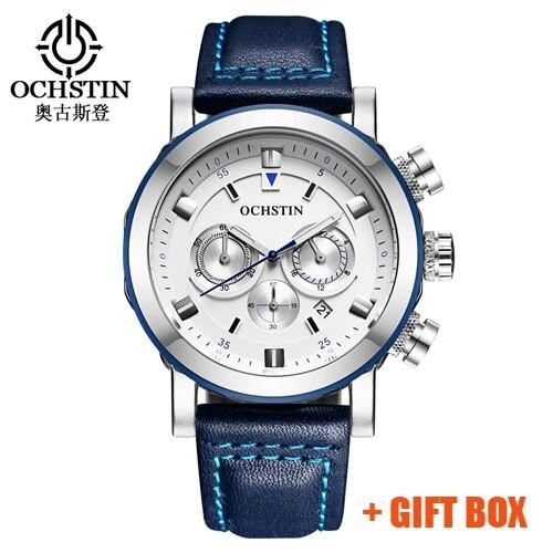 男性 腕時計 スポーツウォッチ OCHSTIN 本革 ミリタリークロノグラフ クォーツ時計 Masc...
