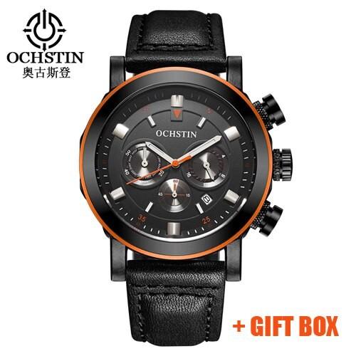 男性 腕時計 スポーツウォッチ OCHSTIN 本革 ミリタリークロノグラフ クォーツ時計 Masc...