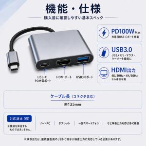 タイプC HDMI 変換ケーブル USB PD...の詳細画像3