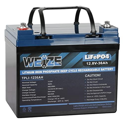 WEIZE 12 V 36 Ah LiFePO 4リン酸鉄リチウム電池ディープサイクル充電池、200...