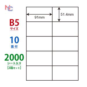 C10B5M(VP2) ラベルシール 2ケースセット 2000シート B5 10面 51.4×91mmマルチタイプラベル 東洋印刷 ナナラベル ナナコピー nana C10B5M｜nana