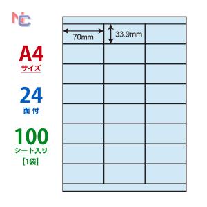 CL-48B(L) カラーラベルシール 1袋 100シート ブルー A4 24面 70×33.9mm マルチタイプ 管理ラベル nana ナナクリエイト CL48B｜nana
