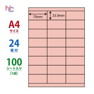 CL-48R(L) カラーラベルシール 1袋 100シート レッド A4 24面 70×33.9mm マルチタイプ 管理ラベル nana ナナクリエイト CL48R｜nana