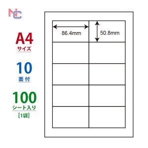 LDW10MB(L) ラベルシール 1袋 100シート A4 10面 86.4×50.8mm 宛名ラベル マルチタイプ 東洋印刷 nana LDW10MB｜nana