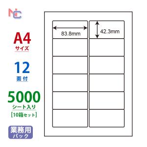 LDW12PGA シンプルパック(VP10) ラベルシール 10ケースセット 5000シート A4 12面 83.8×42.3mm 宛名ラベル マルチタイプ nana 東洋印刷 LDW12PGA｜ナナクリエイト ヤフーShop