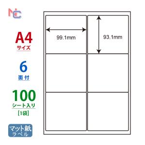 nana LDW10MP(L) ラベルシール 1袋 100シート A4 10面 91×55mm 名刺