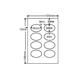 プロヴォックス　ライフアドヒーシブ　普通肌用シール　楕円形 SCJH5(VP) 楕円光沢ラベルシール 500シート はがきサイズ 8面 36×24mm