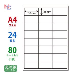 SCL-45(L) 耐水 光沢紙ラベルシール 1袋 80シート A4 24面 66×35mm カラーレーザープリンタ専用 ナナクリエイト 東洋印刷 SCL45
