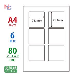 nana CL-8(L) ラベルシール 1袋 100シート A4 6面 71.1×71.1mm マルチ