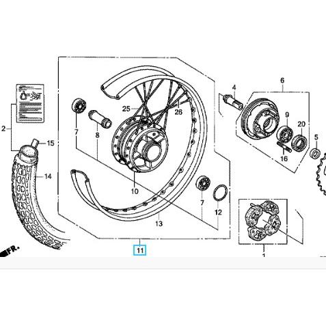[純正部品]スーパーカブ50　純正リアホイールASSY　1993〜2008年モデル(C50/AA01...