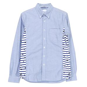 uniform experiment ユニフォームエクスペリメント 16SS STAR BORDER SIDE PANEL B.D SHIRT UE-160072 スターボーダーサイドパネルボタンダウンシャツ ブルー｜nanainternational