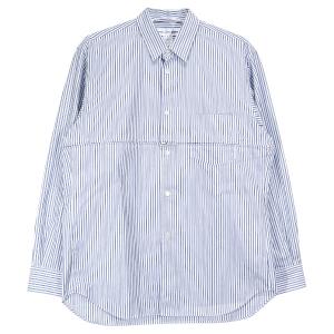 COMME des GARCONS SHIRT コムデギャルソン シャツ ジップ切り替えストライプロングスリーブシャツ  FG-B054 長袖 ホワイト ブルー｜nanainternational