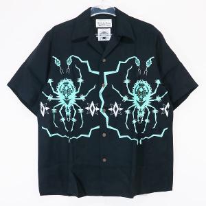 WACKO MARIA ワコマリア x WOLF'S HEAD ウルフズヘッド S/S HAWAIIAN SHIRT(TYPE-2) ショートスリーブ ハワイアン シャツ ブラック 半袖 アロハシャツ｜nanainternational