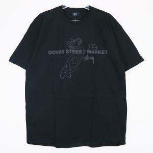 STUSSY ステューシー x DOVER STREET MARKET ドーバーストリートマーケット DSM S FLOWER 15TH PIG DYE TEE エス フラワー ピグ ダイ Tシャツ ブラック｜nanainternational