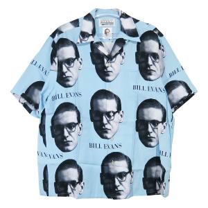 WACKO MARIA ワコマリア x BILL EVANS ビル エヴァンス HAWAIIAN SHIRT S/S (TYPE-2) BILLEVANS-WM-HI02 ハワイアン シャツ ショートスリーブ ライトブルー 半袖｜nanainternational