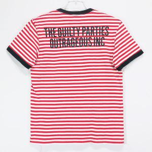 WACKO MARIA ワコマリア GUILTY PARTIES OUTRAGEOUS INC BODER TEE ボーダー Tシャツ ショートスリーブ 半袖 カットソー ホワイト レッド｜nanainternational