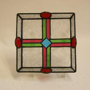 ステンドグラス 建物パネル（ミニ）・鉛線方式 （赤いチューリップ