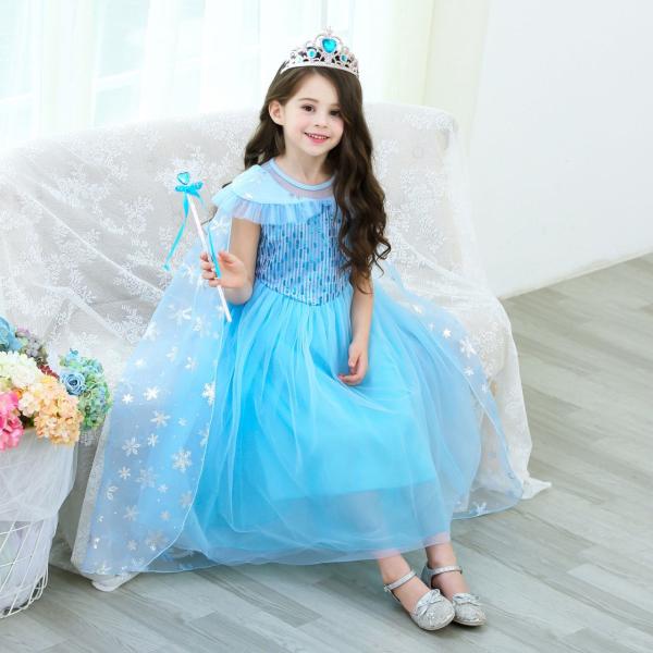 エルサ ドレス 雪の女王 コスプレ 新作 アナ雪 キッズ ワンピース 子供服 プリンセス ディズニー...