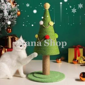 クリスマスツリー ペット クリスマス 猫 爪とぎ ポール 麻 麻縄巻き 高さ約53cm 猫用 爪研ぎ キャットツリー 据え置き タワー バリバリ キャットタワー ネコ