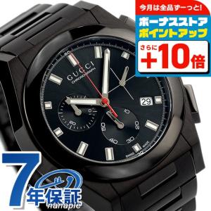グッチ 時計 メンズ 腕時計 ブランド パンテオン クロノグラフ オールブラック YA115237