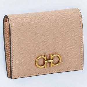 フェラガモ 二つ折り財布 レディース ブランド Ferragamo 22D780CALF AMARE 752 759 ピンクベージュ
