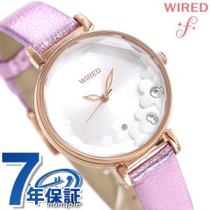 セイコー ワイアード エフ 時計 レディース シャイニーフラワー AGEK448 SEIKO WIRED f シルバー×パープル 革ベルト