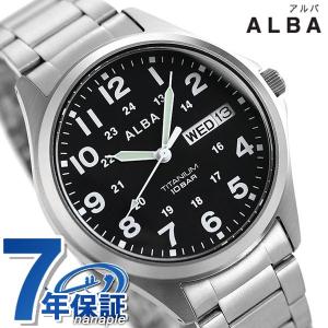 セイコー アルバ メンズ 腕時計 ブランド カレンダー チタン AQPJ402 SEIKO クオーツ ブラック 父の日 プレゼント 実用的