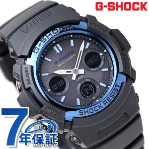 gショック ジーショック G-SHOCK 電波 ソーラー AWG-M100A-1AER アナデジ 腕時計 ブランド スタンダードモデル ブラック ブルー 時計 カシオ メンズ｜nanaple