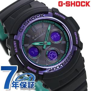 G-SHOCK 電波ソーラー メンズ 腕時計 黒 ブラック パープル グリーン AWG-M100SBL-1AER カシオ Gショック スペシャルカラー