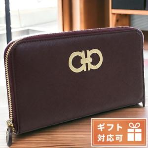 フェラガモ ブランド 長財布 レディース ラウンドファスナー PEBBLE CALF カーフ イタリア 22-B300 ボルドー系 財布 おしゃれ プレゼント ギフト