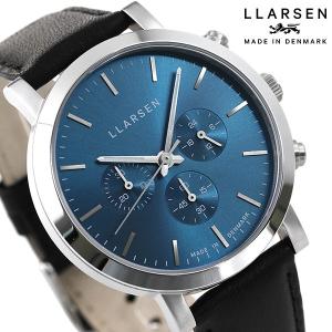 エルラーセン 時計 ノラ 42mm デンマーク製 クロノグラフ メンズ 腕時計 ブランド LL149SDIK ブルー ブラック 革ベルト｜nanaple