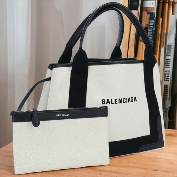 中古 バレンシアガ トートバッグ レディース ブランド BALENCIAGA ネイビー スモールカバ...