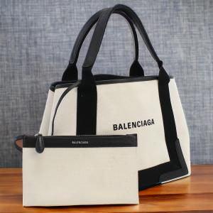 中古 バレンシアガ トートバッグ レディース ブランド BALENCIAGA ネイビーカバスS 339933 ホワイト バッグ｜nanaple