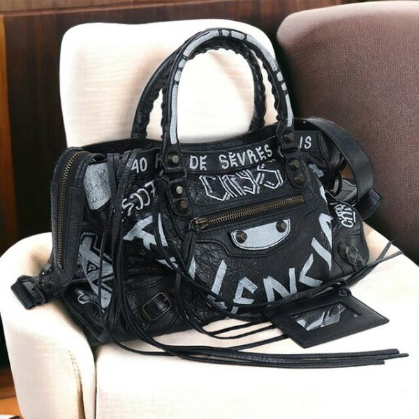 中古 バレンシアガ ハンドバッグ ユニセックス ブランド BALENCIAGA グラフィティ クラシ...